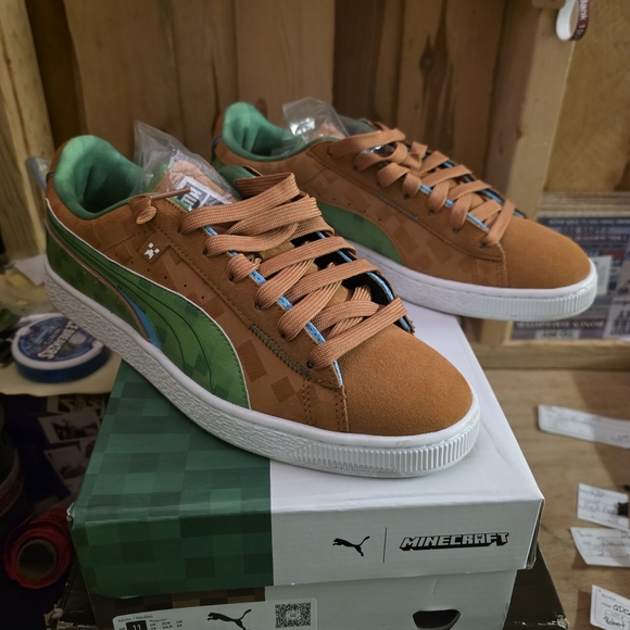Puma Other - Puma Minecraft Men's Suede Sneakers - Brown & Green